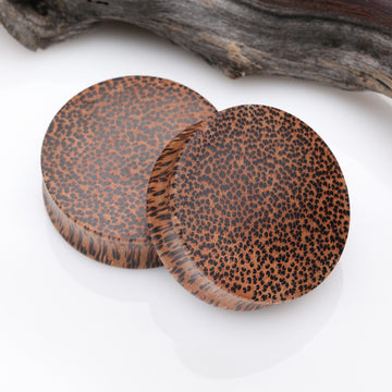 Detail View 1 of A Pair of Coconut Wood Double Flared Plug